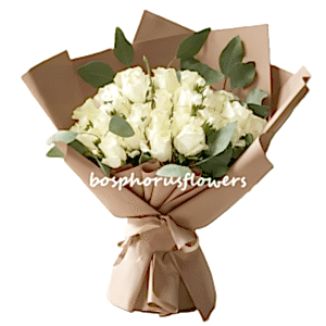 Rustic Bouquet of White Roses