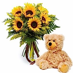 Sunflower with Teddy Bear