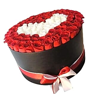 101 White Heart Red Roses
