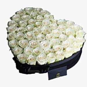 White Heart Valentines Day Roses Box